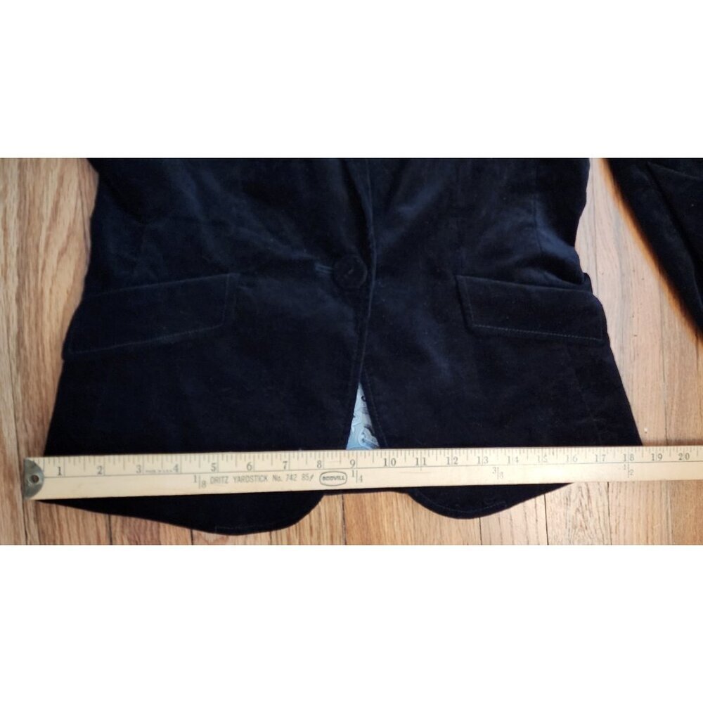 Talbots Velvet Blazer Jacket Women 0 0p Petites Black Cotton Single Vent Formal - Picture 7 of 10